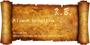 Klimek Brigitta névjegykártya